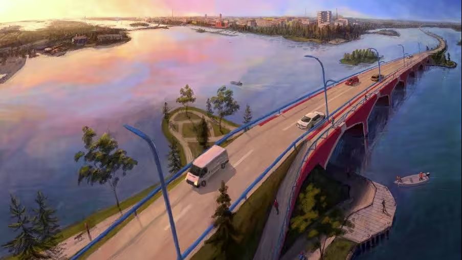 Brovision över Stadsfjärden, uppgjord av David Still